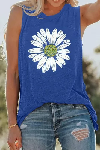 Vista 2 de Asvivid - Camisetas sin mangas para mujer, holgada, con cuello redondo, estampado de letras, diente de león, para verano, casuales