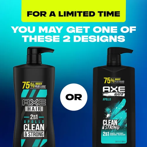 Vista 3 de AXE Wash & Care Champú y acondicionador 2 en 1 Apollo Wash & Care 4 unidades para un cabello limpio y fuerte, salvia y madera de cedro, botella 100%