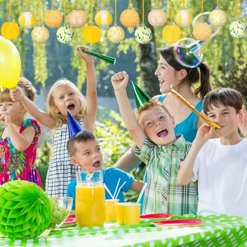 Vista 5 de Liliful 12 adornos para árbol de verano, adornos colgantes de limón, lentejuelas brillantes, decoración de fruta, colgante de bola amarilla