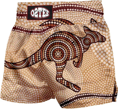 Vista 6 de O2TEE Muay Thai Pantalones cortos de boxeo MMA Kickboxing Estilos Tradicionales Pantalones Cortos Nation Bop
