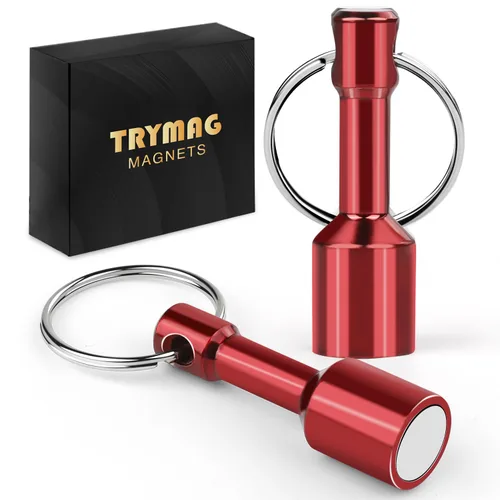 Vista 9 de TRYMAG N52 - Imanes de Llavero para Probar Latón, Paquete de 2 Llaveros de Bolsillo de Neodimio Negro para Bolso con Fuerte Magnético de Tierras