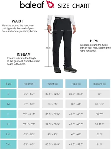 Vista 7 de BALEAF Pantalones cargo de senderismo con forro polar para hombre impermeables softshell y bolsillos con cremallera