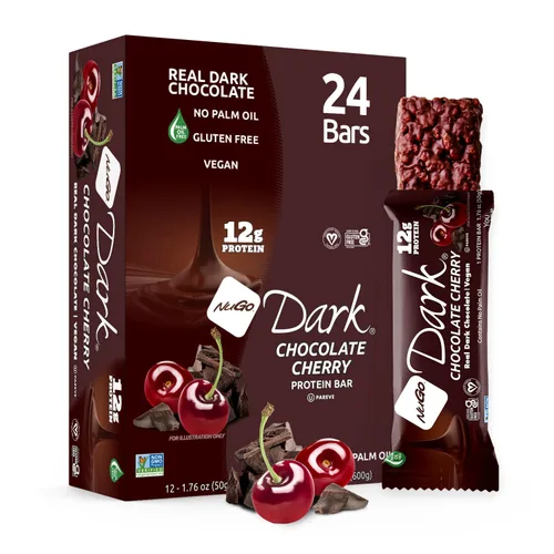 Vista 30 de NuGo Dark, caja variada de muestra, barra de proteínas veganas de 0.47-0.31 onzas, sin gluten, 12 CT