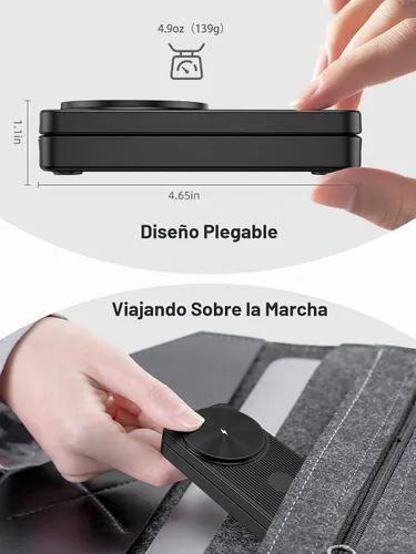 Vista 4 de Cargador inalámbrico para Apple, estación de carga plegable 3 en 1