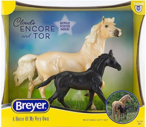 Vista 2 de Breyer Caballos Serie Tradicional Encore & Tor Juego de 2 caballos Modelo de juguete de caballo Escala 1:9 Modelo 1840, blanco