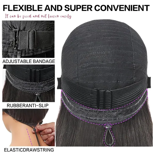 Vista 4 de Farblick Peluca Bob de cabello humano de 10 pulgadas, pelucas sin pegamento de cabello humano pre cortadas, pre depiladas, 6×4 encaje frontal HD