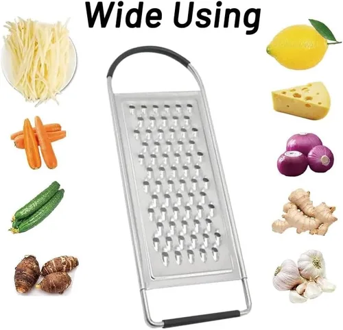 Vista 3 de 1 paquete de rallador profesional de queso, ralladores planos de mano de acero inoxidable grueso para cocina, rallador de alimentos con mango