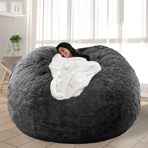 Vista 50 de Puf para adultos y niños sin relleno, sofá perezoso suave y redondo, funda de sofá de puf clásico, saco de amor para dormitorio, silla de lectura