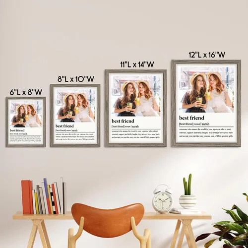 Vista 6 de Regalos de cumpleaños para mejores amigas, regalos de lienzo enmarcados personalizados para mejores amigas, impresiones de madera personalizadas