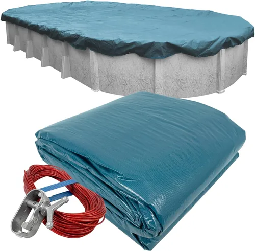 Vista 12 de Pool Mate Cubierta ovalada de invierno azul para piscina de 10 x 15 pies para piscinas sobre el suelo, superposición de 3 pies
