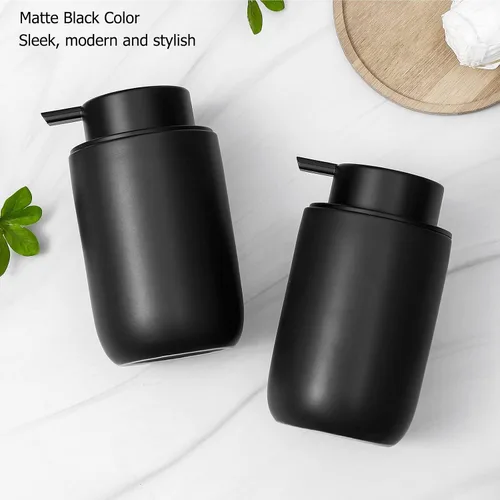 Vista 6 de rejomiik Dispensador de jabón espumoso, dispensador de jabón de manos de espuma de cerámica gruesa para baño o fregadero de cocina, botellas de Negro
