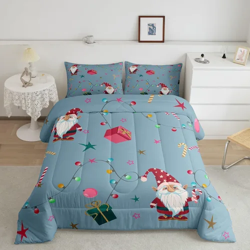 Vista 25 de Erosebridal Juego de edredón de Feliz Navidad, tamaño individual, divertido edredón de Papá Noel para niños y niñas, edredón de plumón de pingüino