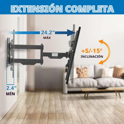 Vista 7 de Mount-It! Soporte de pared de TV de movimiento completo resistente con certificación UL para la mayoría de televisores de pantalla plana de 37 a 80