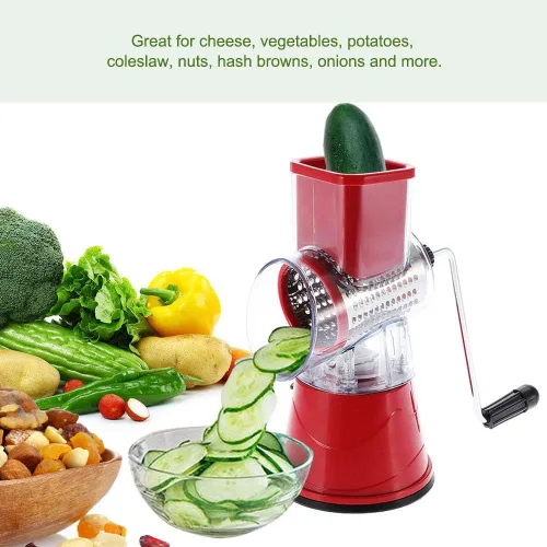 Vista 5 de Rallador manual de verduras con 3 cuchillas giratorias de acero inoxidable