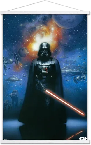 Vista 22 de Trends International Star Wars: Saga - Póster de pared de Vader in Space, 14.725 x 22.375 pulgadas, versión enmarcada de madera de granero
