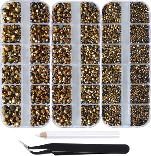 Vista 20 de Massive Beads Más de 9500 diamantes de imitación termoadhesivos redondos de vidrio con parte trasera plana para hacer tú mismo con 1 pinza y 1 12
