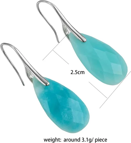 Vista 5 de Plumiss Aretes de piedra natural para mujer, con piedras curativas, hipoalergénicas, ligeros, colgantes de múltiples estilos, joyería para regalo