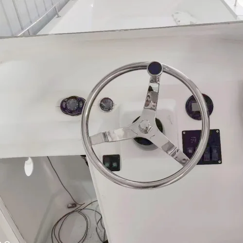 Vista 3 de Volante de acero inoxidable para barco, 3 radios 13-1/2" de diámetro con perilla giratoria, con tuerca de 5/8" -18 para Seastar y Verado