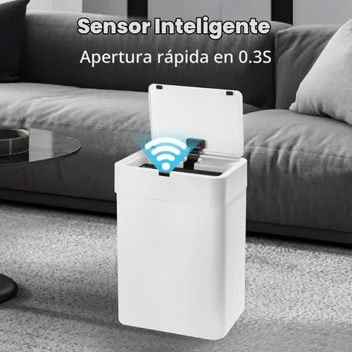 Vista 3 de SYNCVIBE Paquete de 2 cubetas de basura para baño con tapa - 2.5 galones y 4 galones con sensor de movimiento, basurero inteligente, papelera