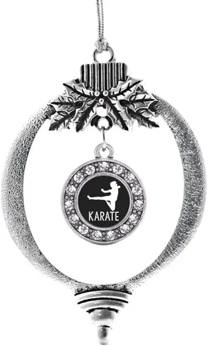 Vista 127 de Inspired Silver - Adorno con dije de cara de carlino - Adornos navideños de círculo de plata con joyas de circonita cúbica