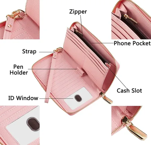 Vista 6 de Chelmon - Monedero para mujer de cuero genuino con bloqueo de señal RFID, para tarjetas de crédito
