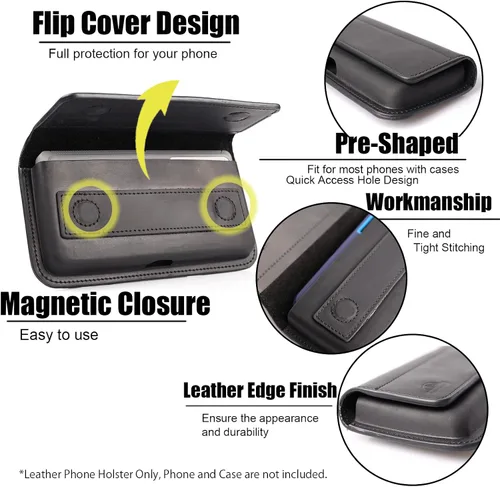 Vista 2 de Topstache Funda de cuero para iPhone 17/16/15/14 - Funda de teléfono celular con clip para cinturón para Galaxy S25/S24/S23 - Funda universal
