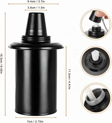 Vista 2 de Recipientes de repuesto para antorchas, linternas recargables de bambú para linterna, repuesto para patio, terraza, jardín, fiesta, paisaje