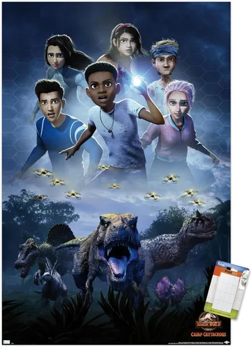 Vista 12 de Trends International Jurassic World: Camp Cretaceous - Póster de pared de una hoja, 14.72 x 22.37 pulgadas, versión enmarcada de madera de granero
