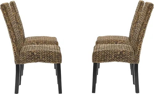 Vista 6 de Crosley Furniture Edgewater - Juego de 4 sillas de comedor de ratán de fibra natural tejidas a mano, color hierba marina