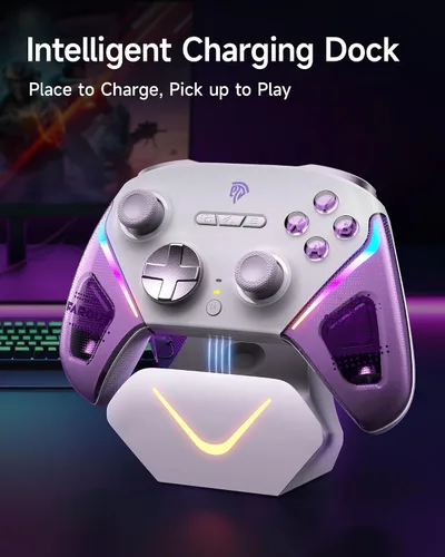 Vista 2 de EasySMX D10 PC Controller - Elite Wireless Bluetooth Pro Controller with TMR Joystick, Dual-Mode Triggers & Full Mechanical Buttons, 1000Hz Polling