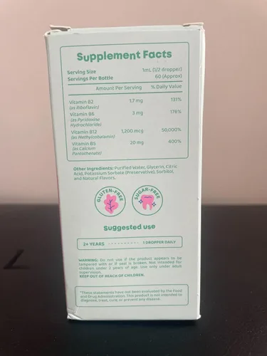Vista 10 de JoySpring Burst B12 Drops - Complejo de vitamina B para niños con suplemento de metil B12 para apoyar el crecimiento y desarrollo saludables, gotas