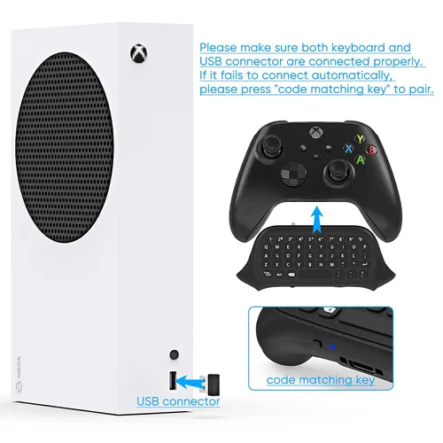 Vista 5 de FYOUNG Keyboard for Xbox Series X/S Controller, for Xbox One/S/Controller Gamepad, 2.4Ghz Mini QWERTY Keyboard Gaming Chatpad with Audio/Headset