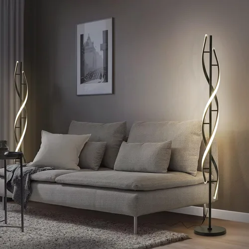 Vista 9 de Lámpara de Pie LED Espiral para Dormitorio, Lámparas de Pie Modernas con Control Remoto de 60 Pulgadas Regulable Lámpara de Pie Negra de 48W Lámpara