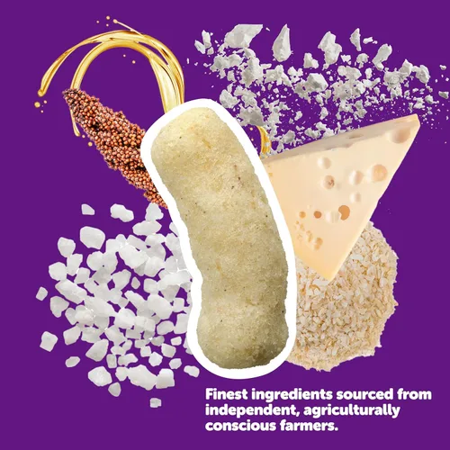 Vista 4 de Vegan Rob's Cheddar Puffs Sabrosos bocados de queso vegano horneados – Snacks saludables a base de plantas para niños y adultos – Sin lácteos y sin