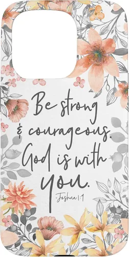 Vista 14 de Funda para iPhone 17 con cita cristiana de Joshua 1:9 con diseño de acuarela bonita floral