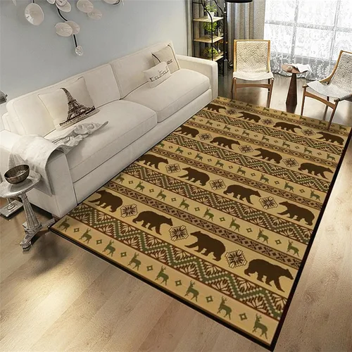 Vista 21 de Alfombra rústica de estilo occidental para sala de estar, antideslizante y lavable, para dormitorio, sala de estar, cocina, 3 x 4 pies