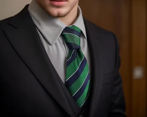 Vista 2 de S&W SHLAX&WING Corbata para hombres Lazos a rayas verde, amarillo y azul para trajes de negocios