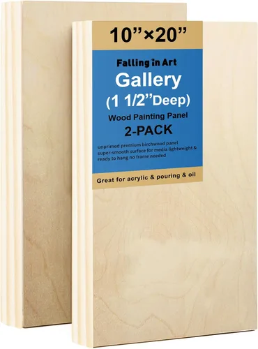Vista 11 de Falling in Art Paquete de 2 paneles de lienzo de madera sin terminar, kit de paneles de madera de abedul de galería de 4 x 12 pulgadas, tablas