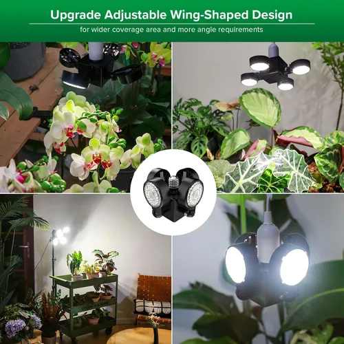 Vista 4 de SANSI Luz de cultivo para plantas de interior, 40 W (equivalente a 400 vatios) 4000 lúmenes de alto PPFD luz de espectro completo con temporizador