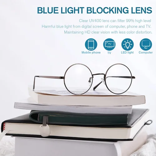 Vista 4 de Pro Acme Lentes transparentes con marco de metal redondo retro sin receta