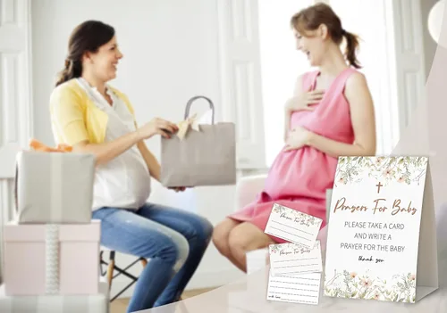 Vista 5 de Decoraciones bohemias para baby shower, oraciones para bebé, tarjetas de oración para baby shower, Biblia de bebé, juegos de baby shower, tarjetas