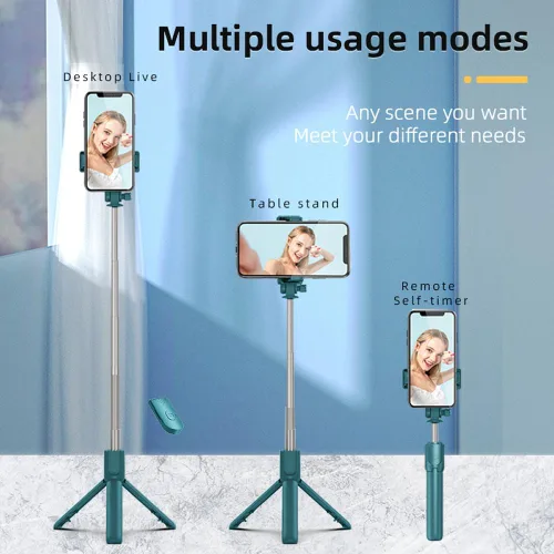 Vista 6 de Tianle Selfie Stick - Trípode extensible para teléfono celular de 30 pulgadas con control remoto inalámbrico y soporte para teléfono, compatible