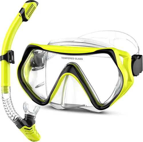 Vista 10 de Snorkeling Gear, Dry Snorkel Set180° Panoramic Wide View,Anti-Fog Scuba Diving Mask, Professional Snorkeling Gear for Free Breathing, Swimming