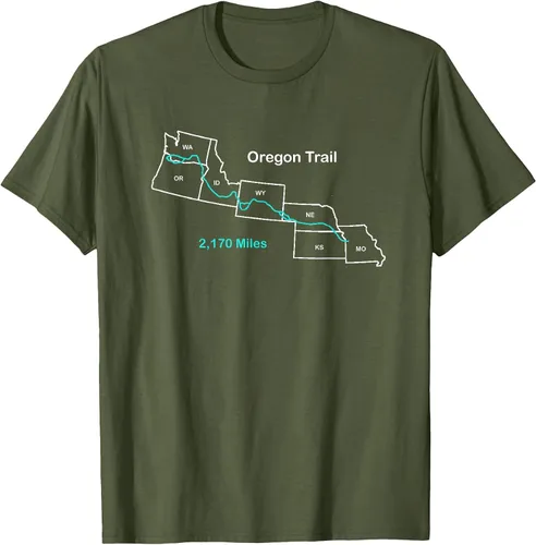 Vista 25 de Route Map of The Oregon National Historic Trail T-Shirt Asphalt Grey