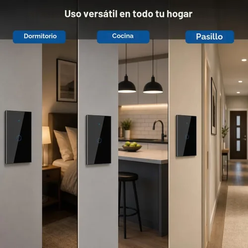 Vista 4 de Interruptor de luz táctil de pared inteligente WiFi de 2.4 GHz