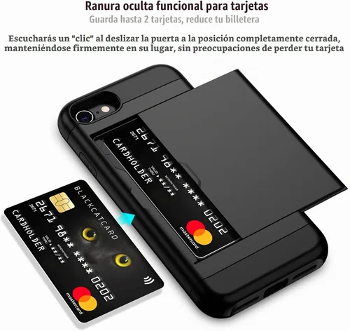 Vista 2 de Nvollnoe Funda para iPhone SE Funda 2022/iPhone SE 2020/7/8 Funda con Soporte para Tarjetas de Servicio Pesado Protectora de Doble Capa Resistente a