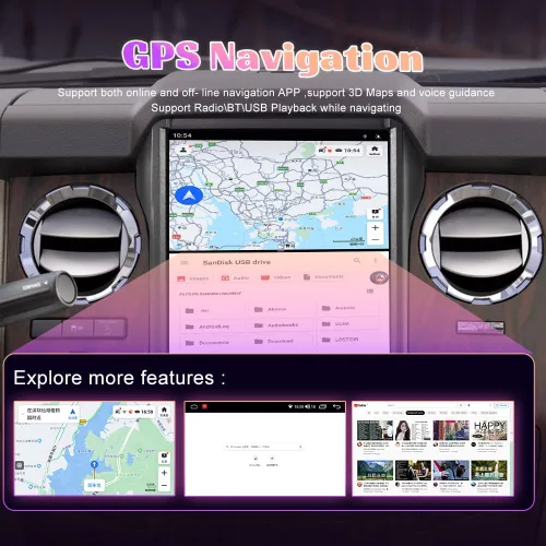 Vista 4 de Abdroid 13 Radio de coche para Ford F250 F350 2013 2014 Tesla estilo 14.4 pulgadas pantalla táctil Android Auto navegación GPS 128 GB reproductor
