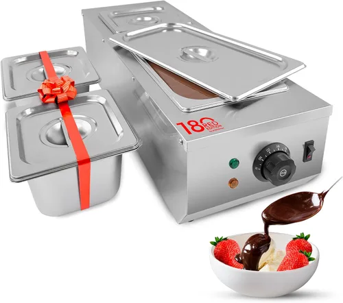 Vista 9 de ALDKitchen Olla para derretir chocolate – derretidor de chocolate eléctrico comercial de acero inoxidable, 1 tanque grande + 2 tanques extra