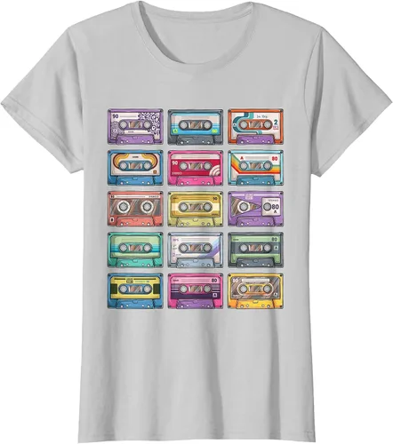 Vista 44 de Vintage Cassette Tapes Collection 80's 90's Music Mixtape T-Shirt Asphalt Grey