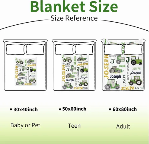 Vista 4 de Manta personalizada de camión tractor con nombre para bebés niños, manta con nombre personalizada de camiones para niños, mantas de franela suave